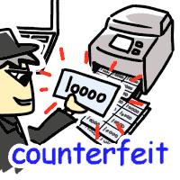 counterfeit の意味 英語イラスト
