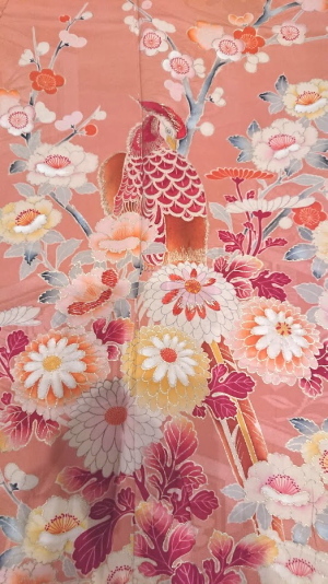 着物(躾付 小花柄 写真よりきれいで明るめのピンク系)＆名古屋帯付 低